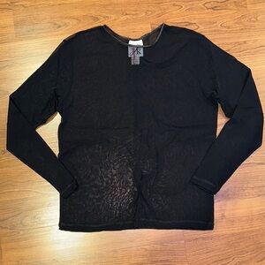 Black Sheer Long Sleeve Top
